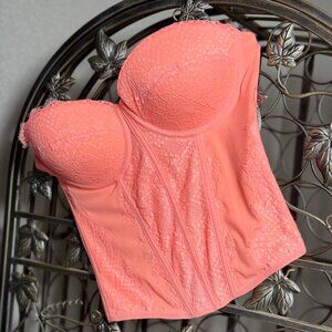 ReoRia Lace Coral-Orange Bustier Top – Size Medium – NWT's